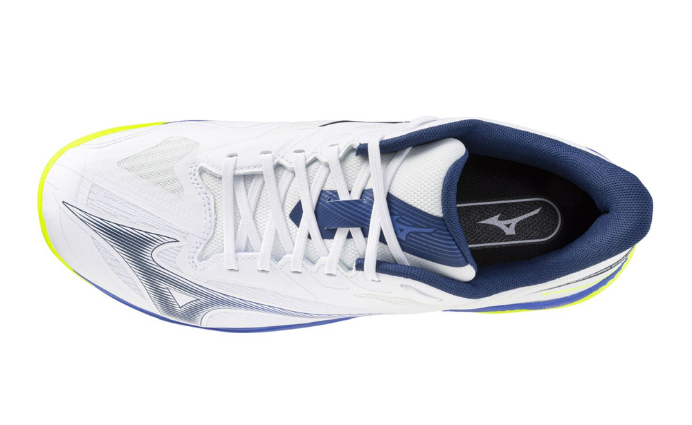 Мужские теннисные кроссовки Mizuno Wave Exceed Court AC - white/dazzling blue/light yellow