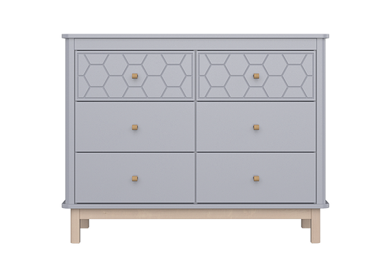 Комод Classic 6 ящиков с фрезеровкой &quot;Мозаика&quot; (серый)