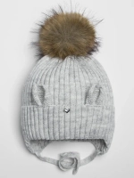 Шапка зимняя с помпоном и ушками для девочки