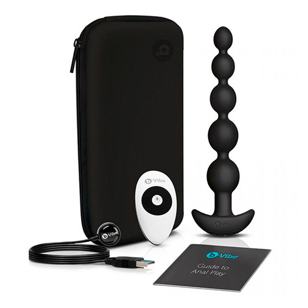 Черные анальные бусы с 3 моторами 20,5см b-Vibe Cinco Anal Beads BV-011-BLK