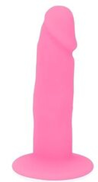 Розовый фаллоимитатор с ограничительным основанием - 10 см.