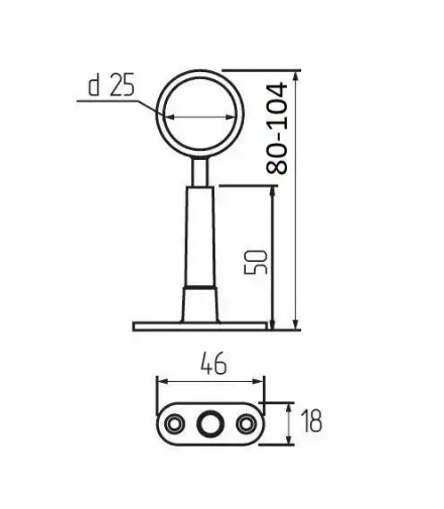 Держатель трубы d25 мм регулируемый сквозной (хром) - 2 шт