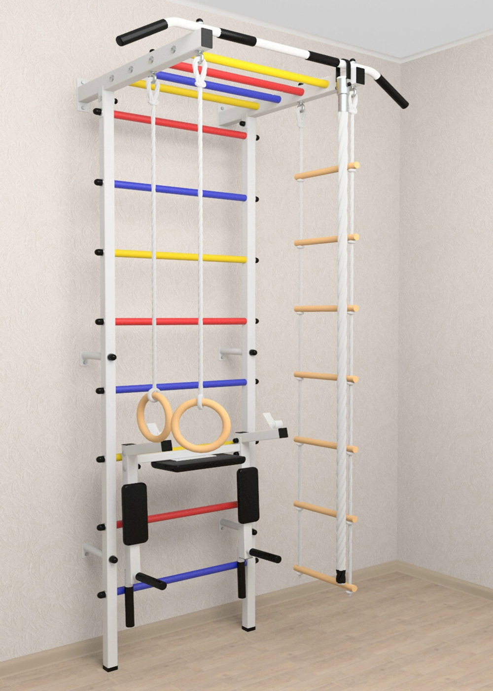 Шведская стенка Sv Pro рукоход 853 (Турник Pro рукоход/Брусья/стойка/Канат/Кольца/Лестница)