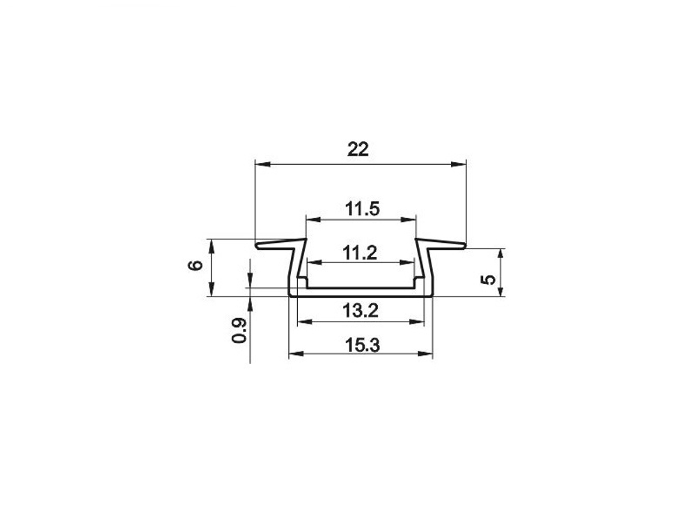 Профиль врезной алюм для светодиодной ленты 3528/5050 белый матовый в компл с мат экраном и заглушками 22х6х2000 мм