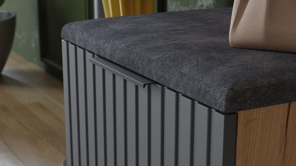 Прихожая с вешалкой комплект мебели Дуб Крафт золотой/Графит матовый 145х43х226 см