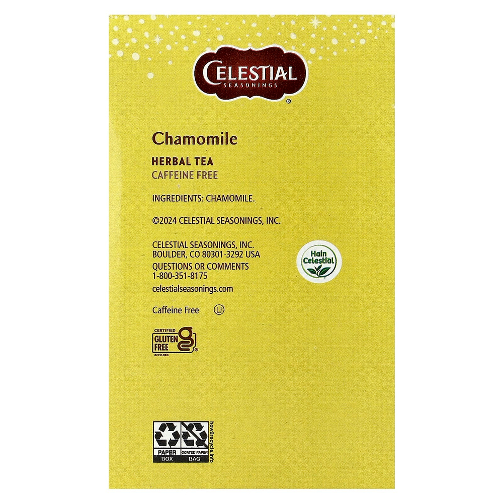 Celestial Seasonings, травяной чай, ромашка, без кофеина, 40 чайных пакетиков по 51 г (1,8 унции)