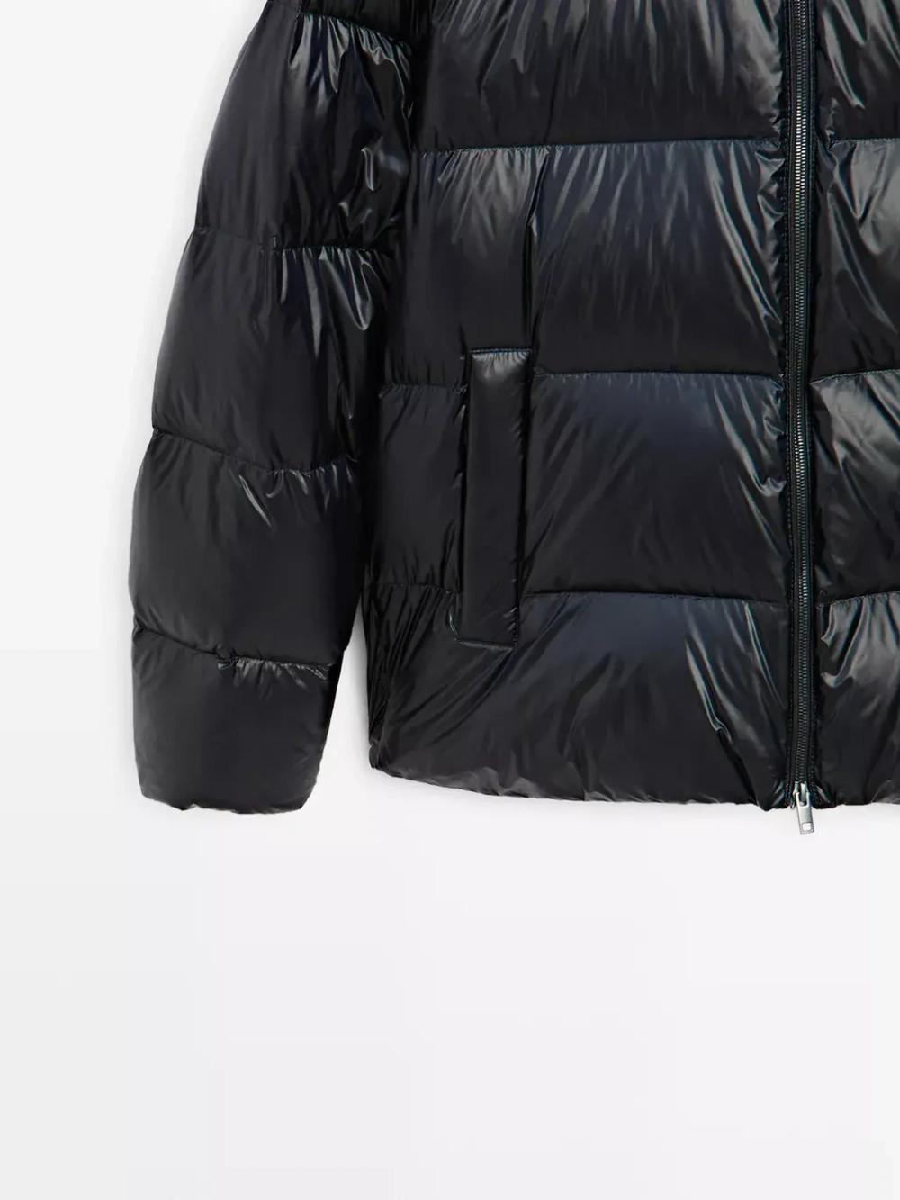 Massimo Dutti Стеганая куртка из сатина с водоотталкивающей пропиткой, темно-синий