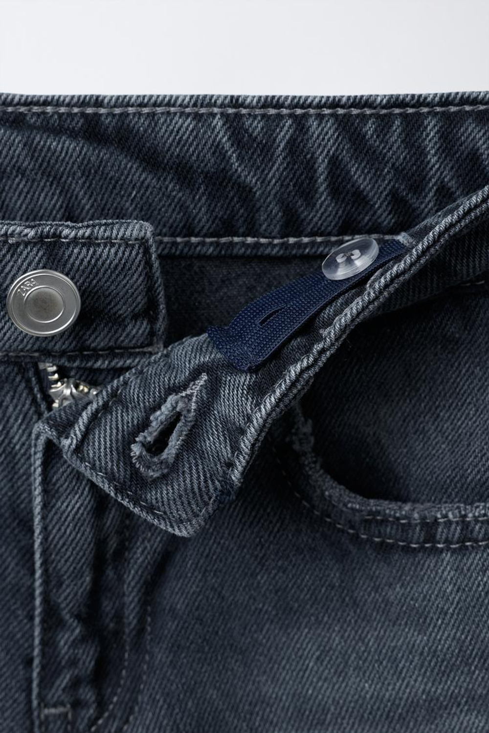 ZARA ДЖИНСЫ WIDE LEG С БЛЕСТЯЩЕЙ БАХРОМОЙ, СЕРО-СИНИЙ