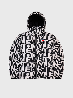 Пуховик Tommy Jeans The Alaska Logo Puffer Jacket Black / White AOP