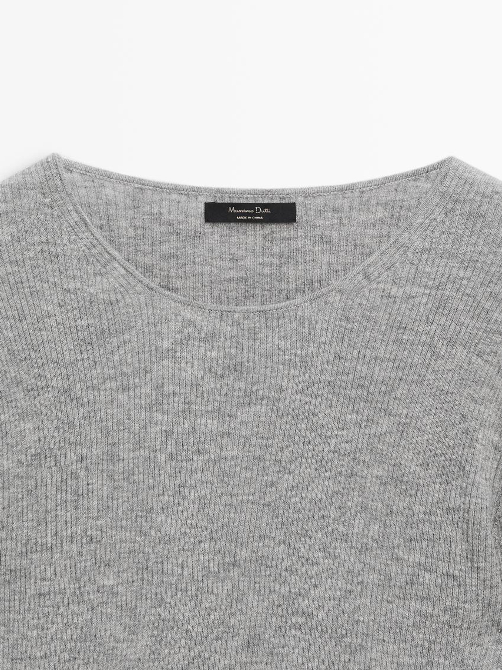 Massimo Dutti Шерстяной свитер в рубчик, светло-серый