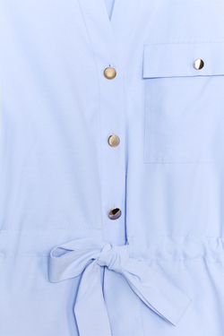 ZARA РУБАШКА-САФАРИ ИЗ ПОПЛИНА, ГОЛУБОЙ