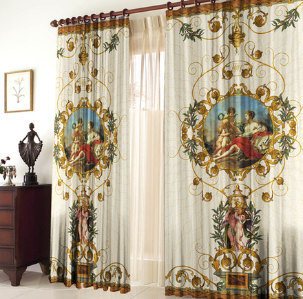 Фото-шторы: Барокко белый (арт. L20-1102)  -  (145х270)х2 см.