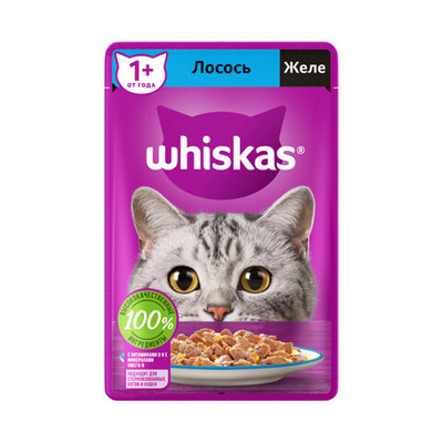 Желе с лососем, 75г корм для кошек влажный Whiskas