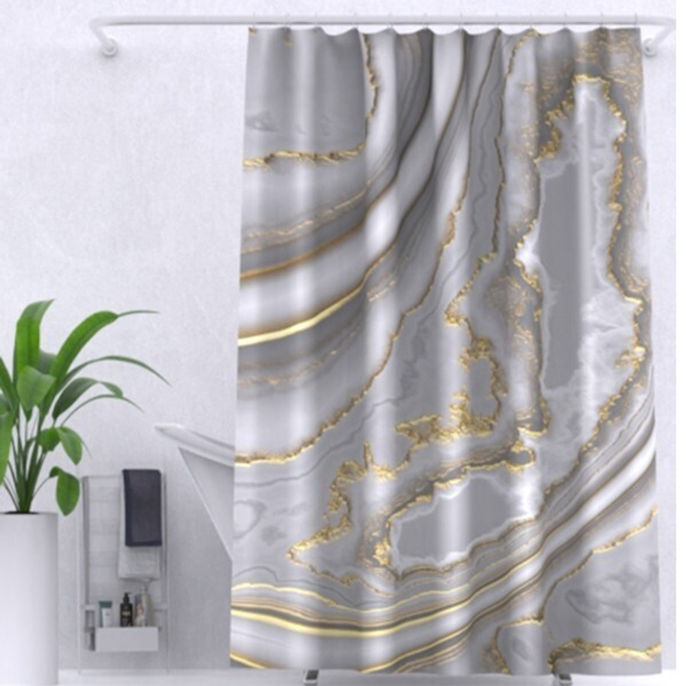 Штора для ванной комнаты ZALEL 180*200 полиэстер с утяжелителем Marble YT-Marble153