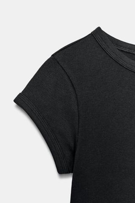 ZARA ФУТБОЛКА В РУБЧИК С КОРОТКИМИ РУКАВАМИ, МОРСКОЙ СИНИЙ