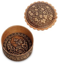 Народные промыслы BST-132/ 2 Шкатулка «Земляника» (береста)