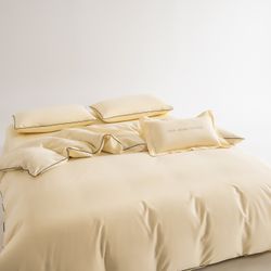 Комплект постельного белья на резинке Однотонный Сатин Элитный «Бархатный персик»