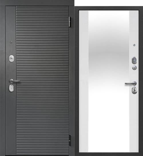 ГАРДА 2МДФ зеркало ГРАФИТ/БЕЛЫЙ ЛИНИИ