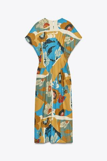 ZARA ПЛАТЬЕ МИДИ С ПРИНТОМ — ZW COLLECTION, РАЗНОЦВЕТНЫЙ