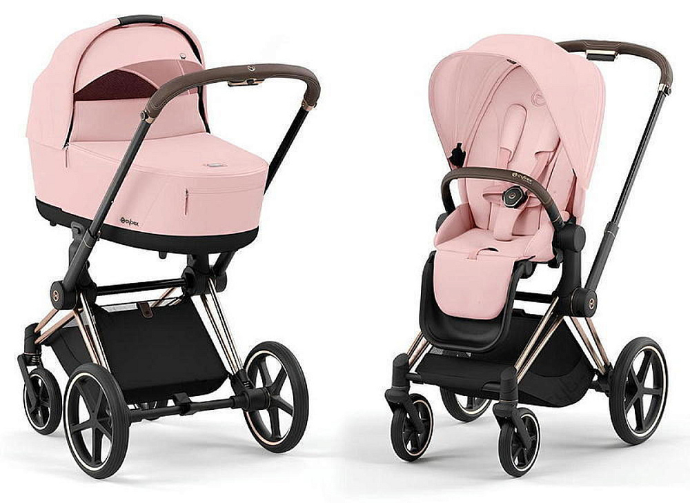 Коляска Cybex Priam IV Rosegold complete и автокресло Cloud G i-Size Lava Grey 3 в 1 Peach Pink