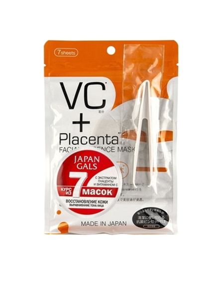 Japan Gals Курс тканевых масок с плацентой и витамином С 7 шт