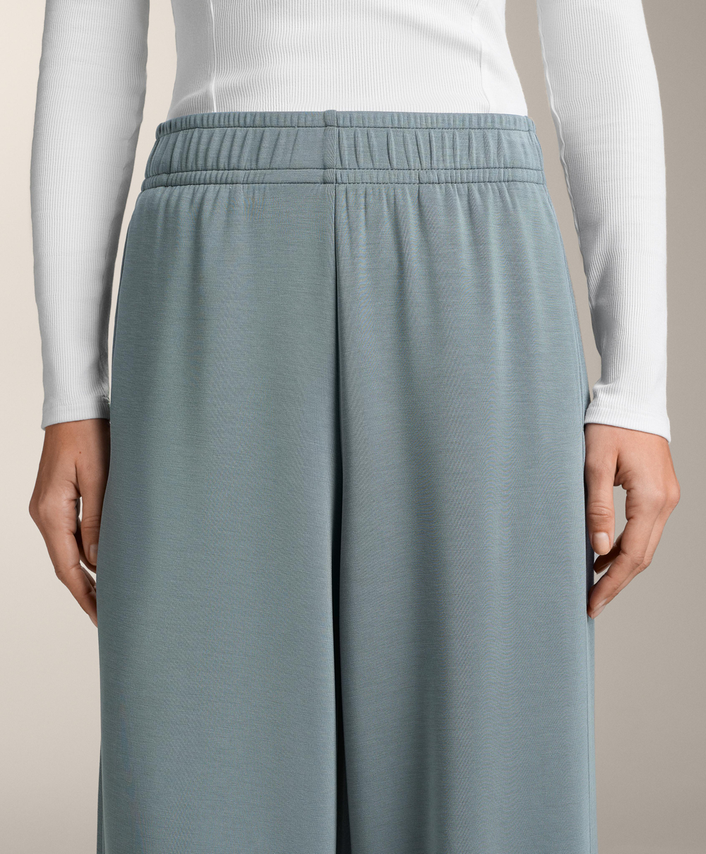 OYSHO Брюки прямого кроя с ребристой отделкой и модала, серо-синий
