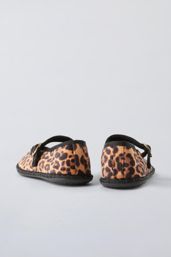 ZARA БАЛЕТКИ С АНИМАЛИСТИЧНЫМ ПРИНТОМ, КОРИЧНЕВЫЙ