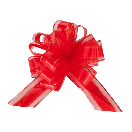 Текстильный бант Шар, Широкая полоса, Красный, 15 см, 1 шт. в упак.