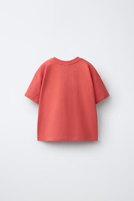 ZARA ФУТБОЛКА С НАДПИСЬЮ, КОРАЛЛОВО-КРАСНЫЙ