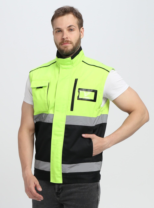 Куртка-трансформер сигнальная PROFLINE Specialist МВО (тк.Смесовая,240), желтый/черный