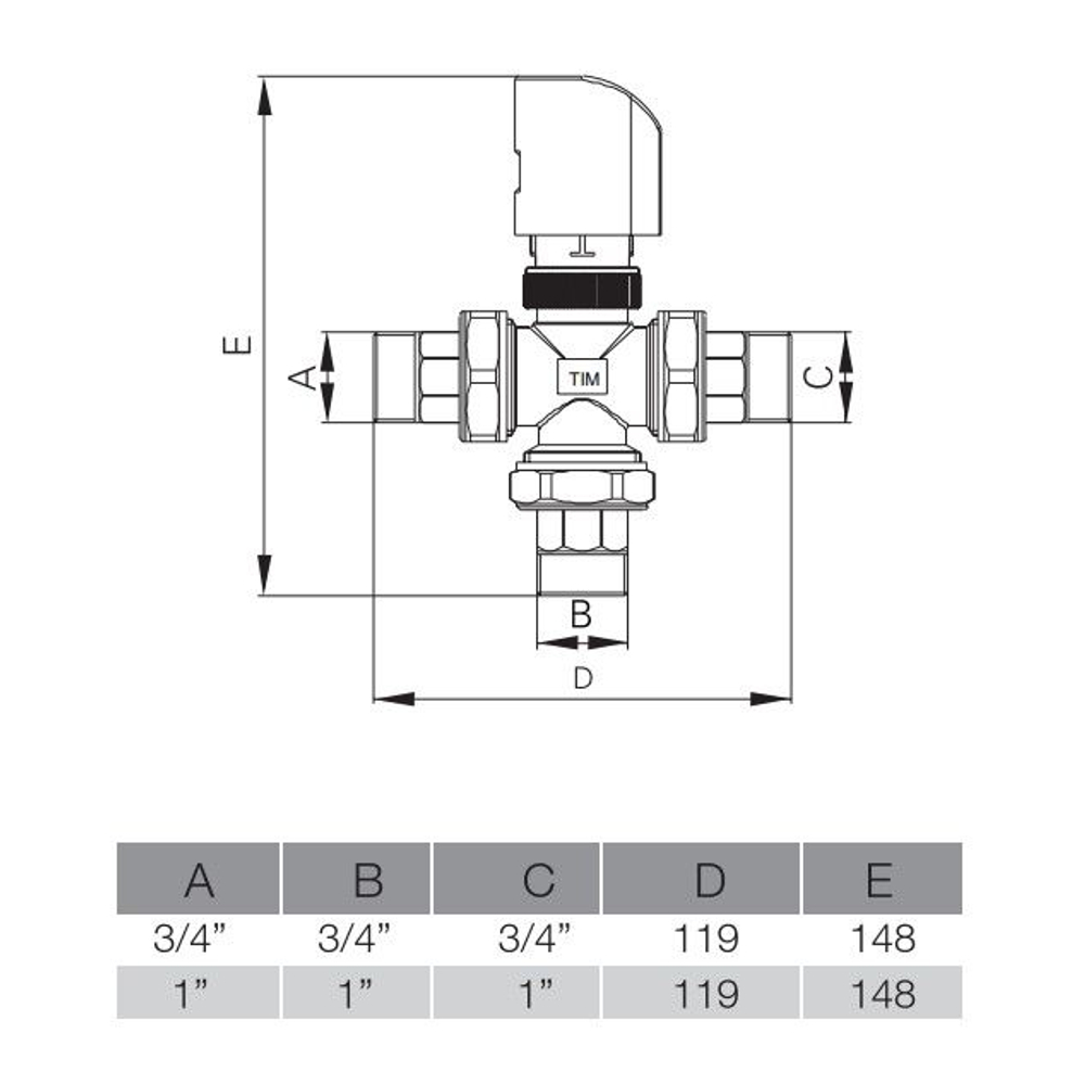 Термосмеситель под сервопривод 1" 38-60*C TIM (BL8804A)
