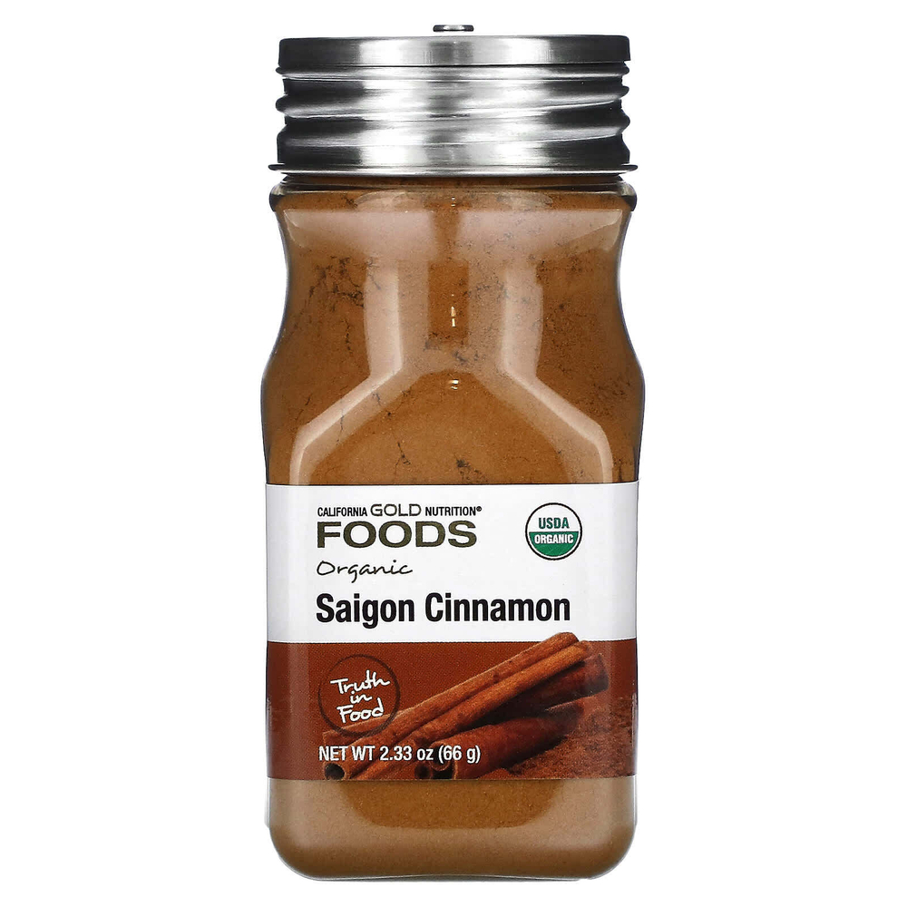 California Gold Nutrition, Foods, органическая сайгонская корица, 66 г (2,33 унции)