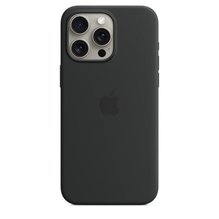 Силиконовый чехол для iPhone 15 Pro Max с MagSafe - черный