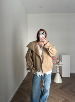 Тренч укороченный песочный