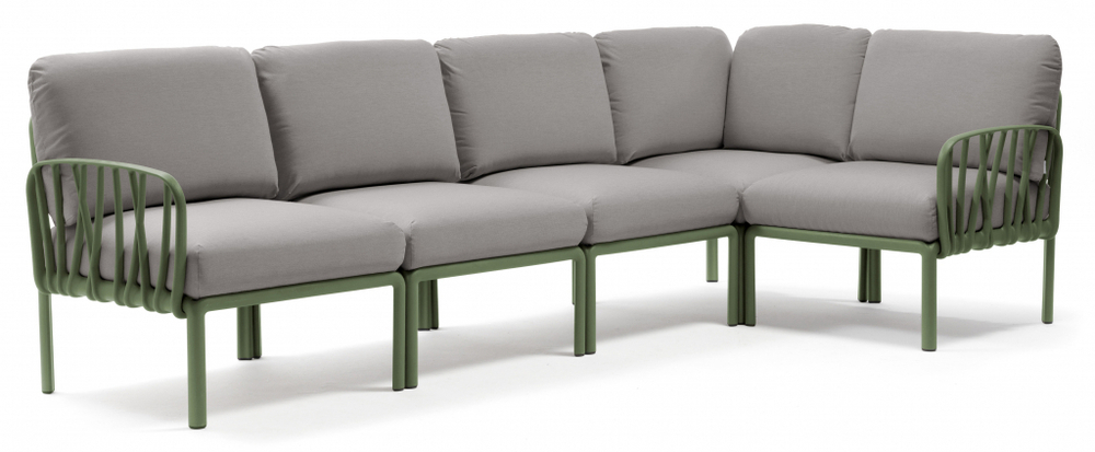 Диван пластиковый с подушками Nardi Komodo 5, агава, серый