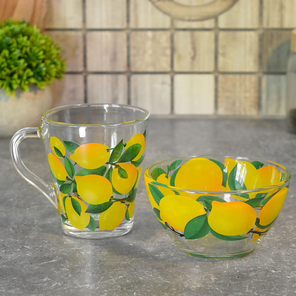 Набор "Ланч" 2 предмета (кружка 250мл, салатник 250мл) "Лимоны"