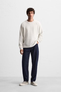 ZARA ТОЛСТОВКА ИЗ ТКАНИ С РЕЛЬЕФНЫМ УЗОРОМ, ЭКРЮ