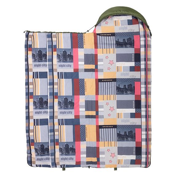 Спальный мешок OLYMPUS Wide 300 (220х90, холлофайбер, зеленый/город) (T-HS-SB-OW-300-NC) Helios