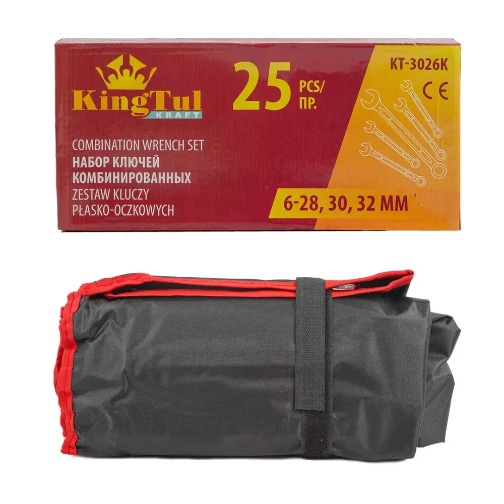 Набор ключей комбинированных 26пр. (6-28, 30, 32мм) на полотне KingTul kraft KT-3026k