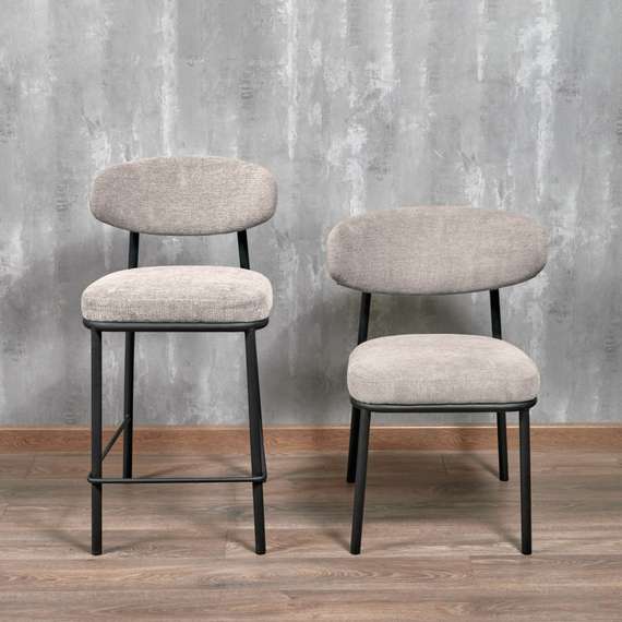 Полубарный стул Arvo 65 см, бежевый шенилл с черными ножками