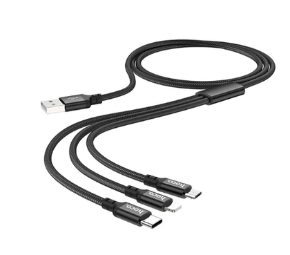 USB cable (3 в 1) micro/micro/SD card hoco grey