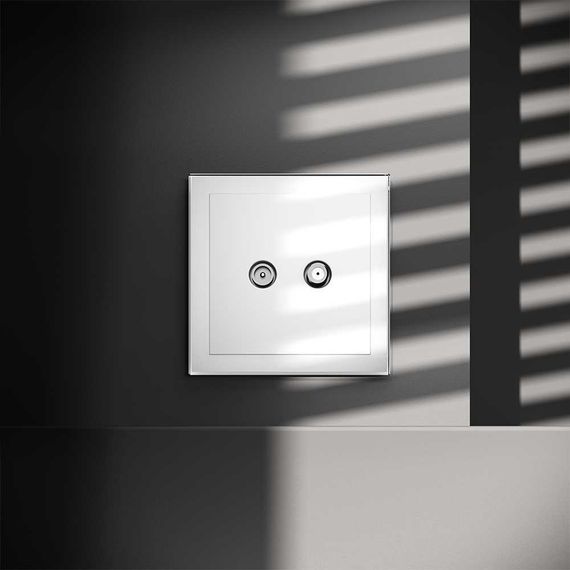 Розетка телевизионнная встраиваемая Voltum S70 оконечная TV+SAT, (белый глянцевый) VLS060401