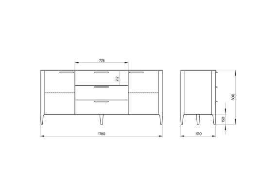 Тумба Type oak 2 двери 3 ящика (черный)