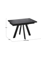 Стол кухонный Черный муар серый мрамор 120(180)х80х77 см