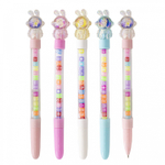 Ручка шариковая Alingar, "Космозаяц", синяя, 0,7 мм, круглый прозрачный корпус с бусинами, ассорти, карт. уп.