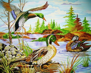 "Дикие утки"-11535 канва с рисунком