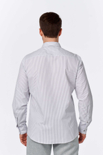 Сорочка мужская VESTER длинный рукав, бело-серая полоска 60216 05