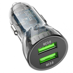 Автомобильное зарядное устройство HOCO Z47 Transparent, 1xUSB + 1xUSB- C, 3A, 20W, 013274
