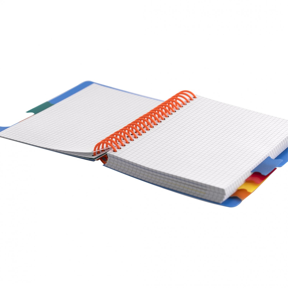 Тетрадь 200л., А5, клетка, Alingar, цветная спираль, пластиковая обложка с информ. окном, цветные пластиковые разделители, ассорти 4 цвета