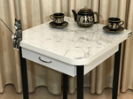 Раскладной стол с ящиком на черных ножках Italian marble